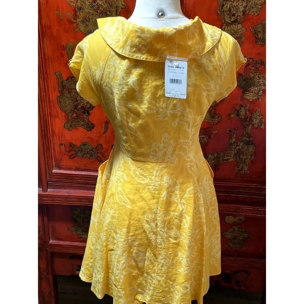 NWT Free People Yellow Sunflower Dress - 4 - Picture 3 of 3